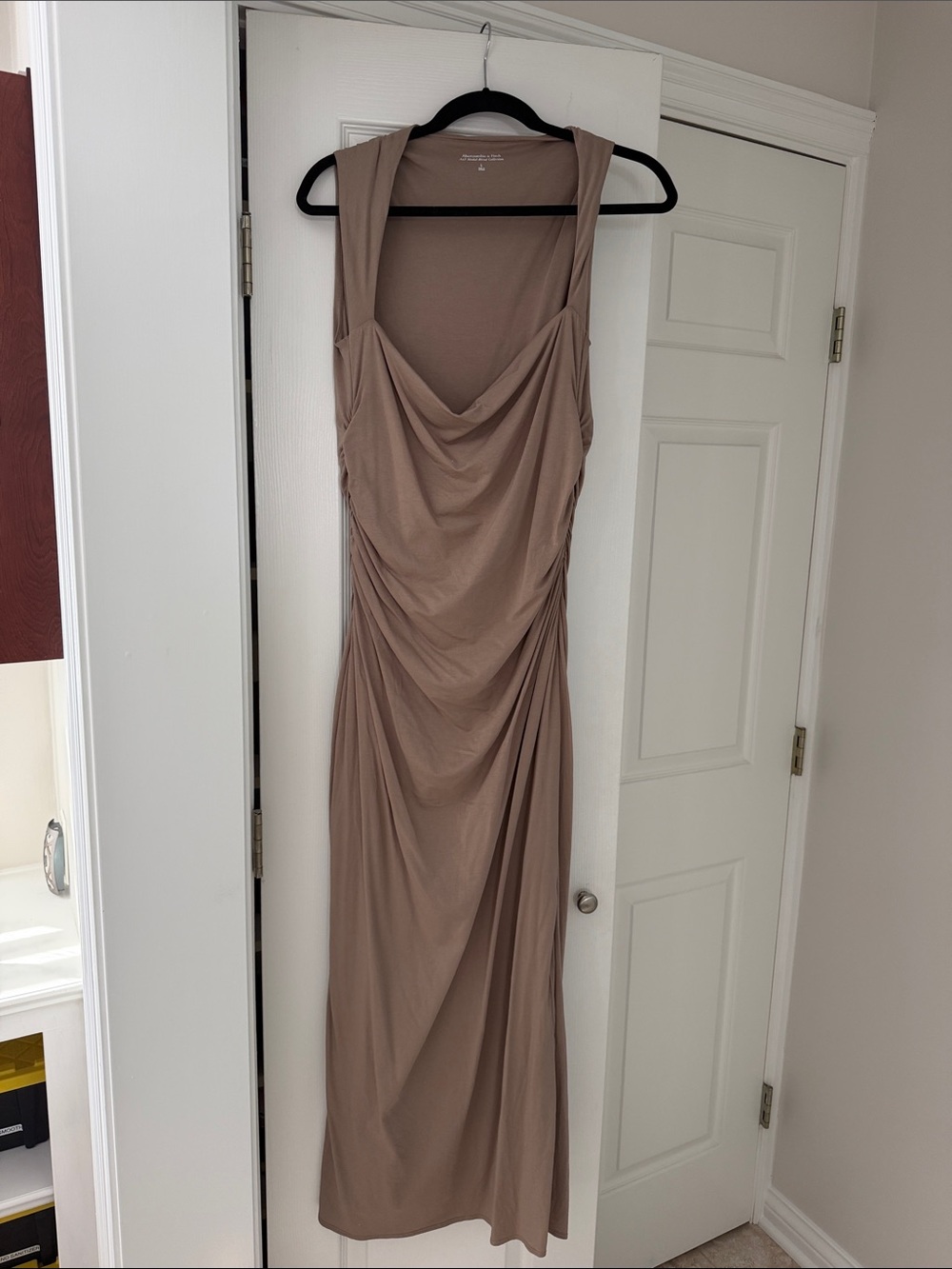 Abercrombie & Fitch Taupe Draped Cowl Maxi Dress